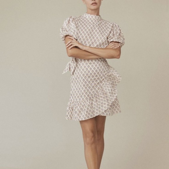 ACACIA Cleo Cotton Dress in Flora Wrap Ruffle SIze Small - Picture 1 of 9